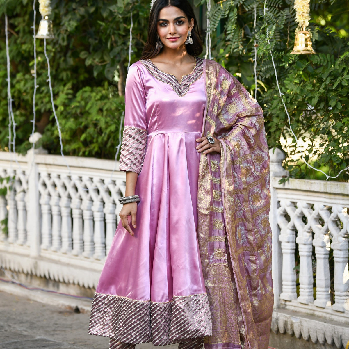 Anarkali White Suit For Women- 3Pc Set - SUTI KAPDA main image 1