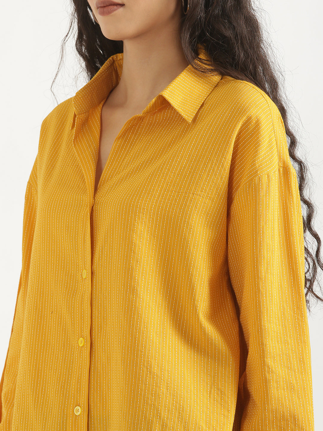 Oversized Cotton Shirts - Yellow