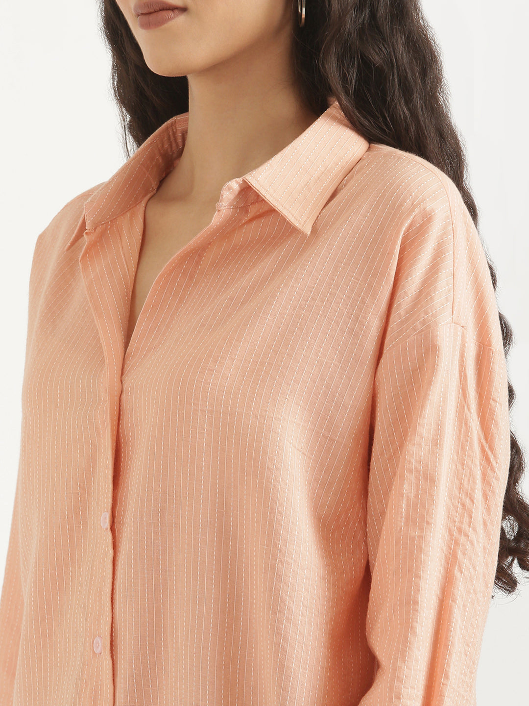 Oversized Cotton Shirts - Peach