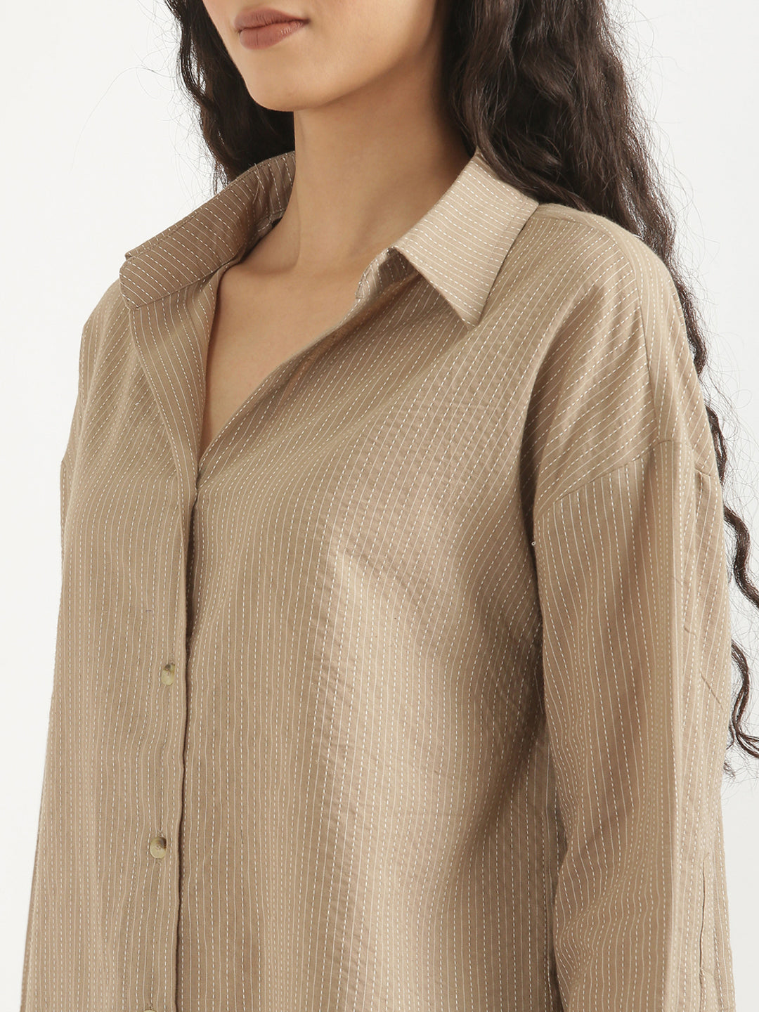 Oversized Cotton Shirts - Nude Brown
