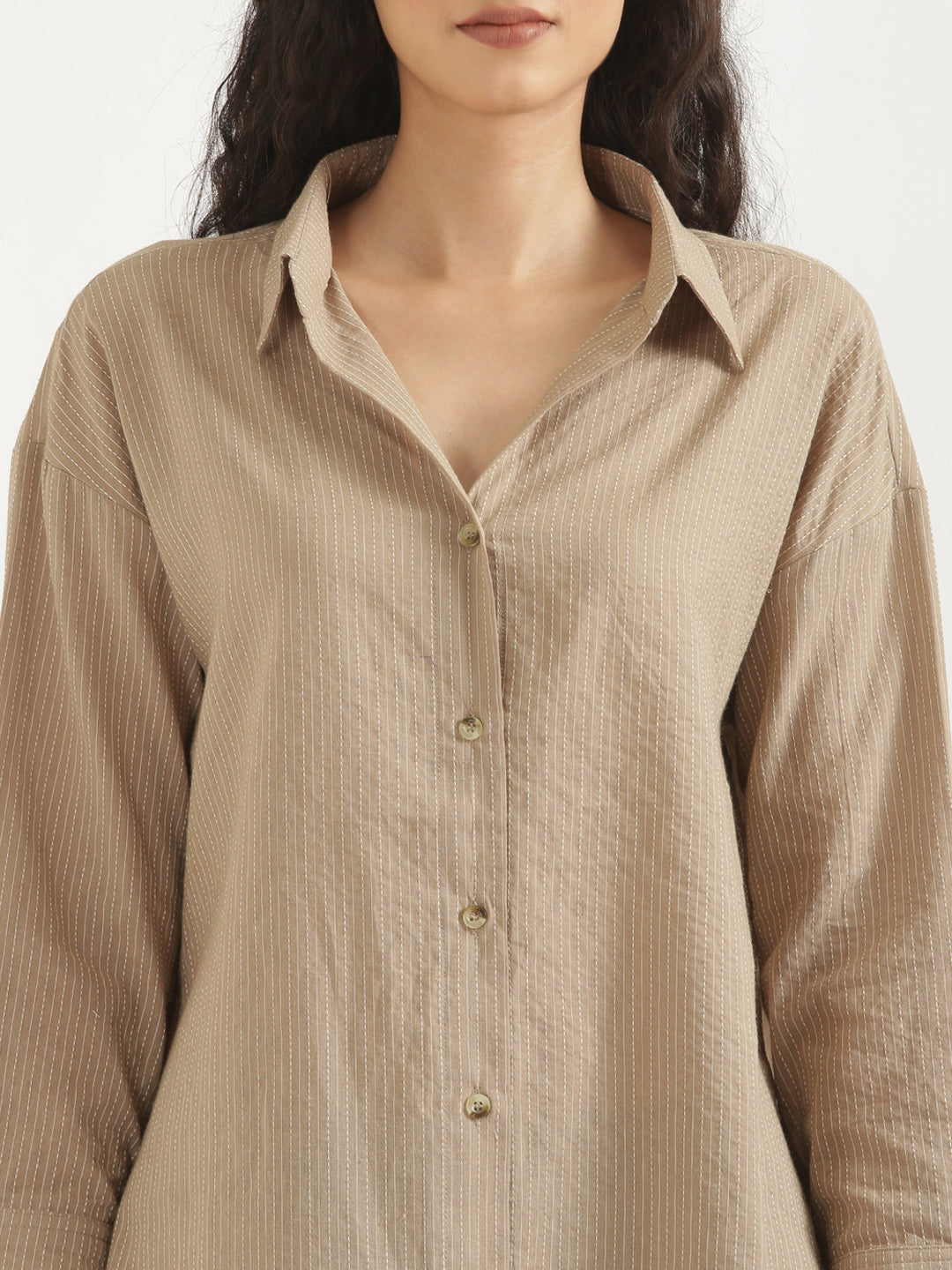 Oversized Cotton Shirts - Nude Brown