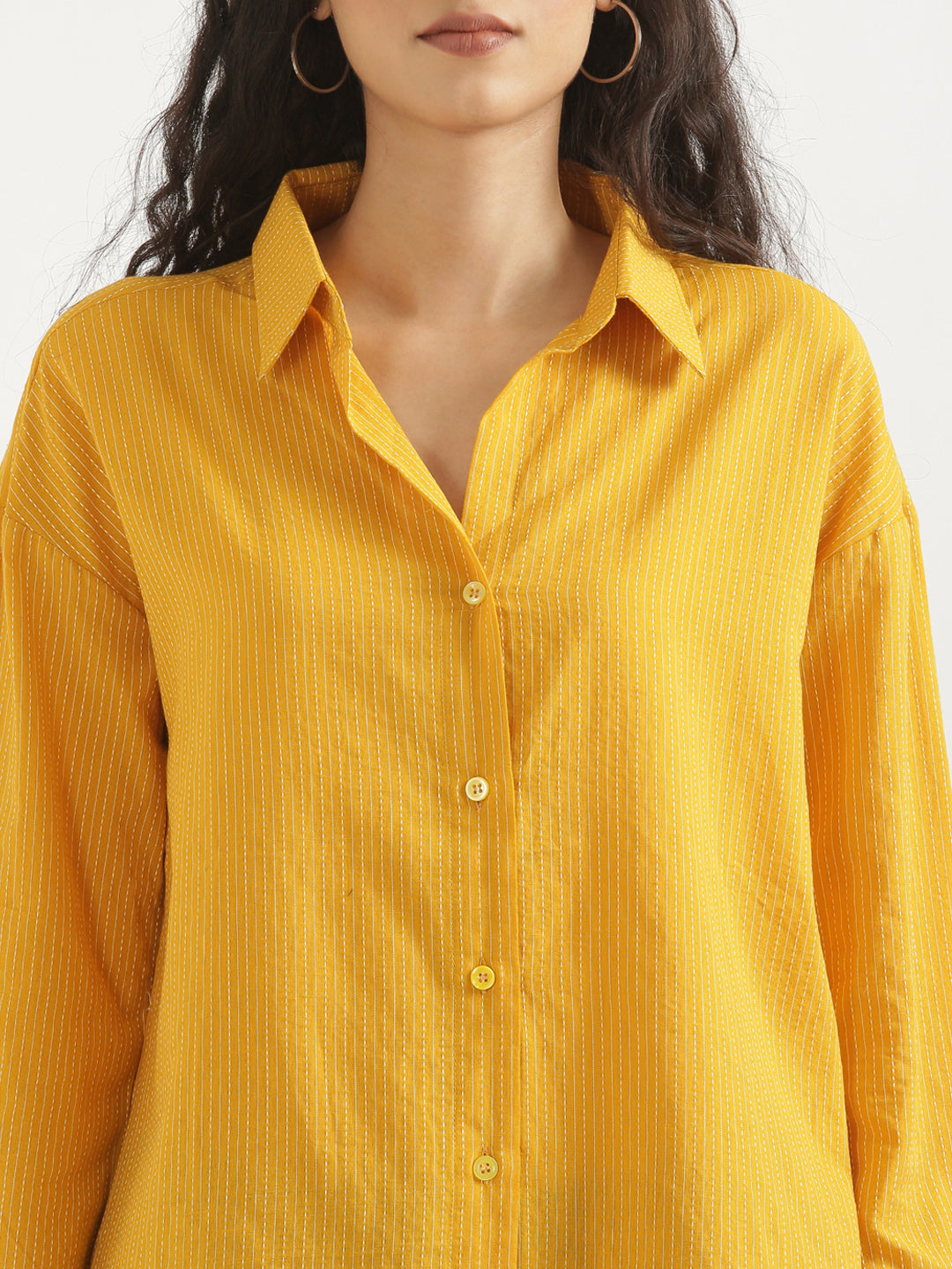 Oversized Cotton Shirts - Yellow