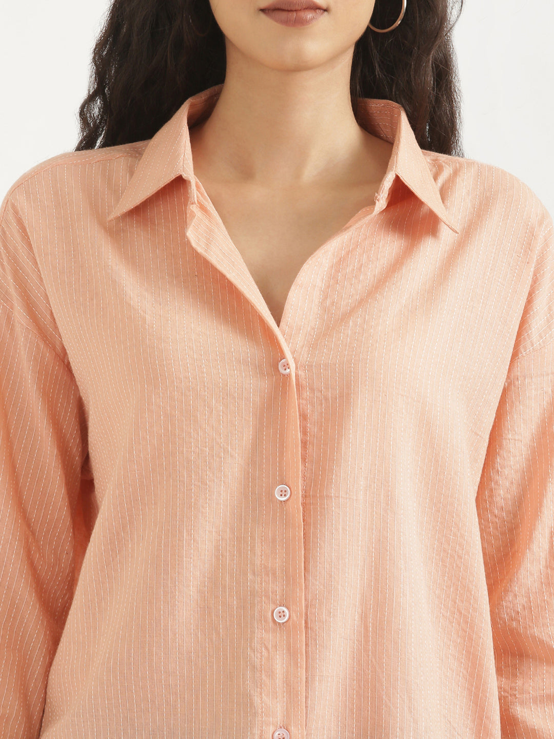 Oversized Cotton Shirts - Peach