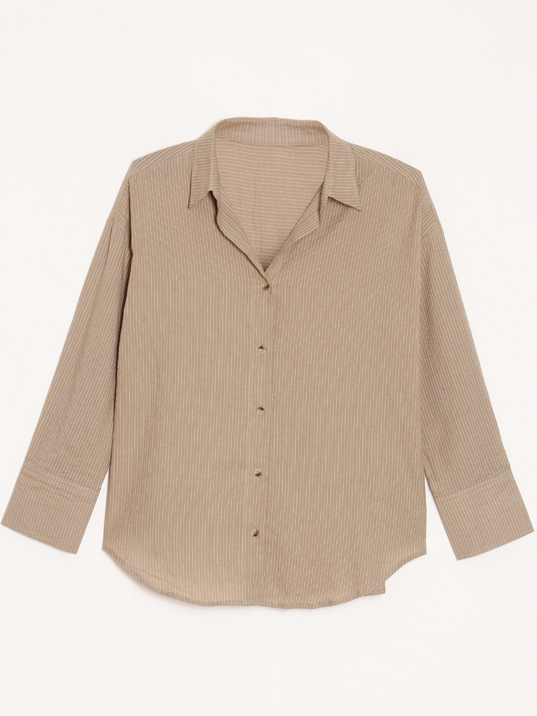 Oversized Cotton Shirts - Nude Brown