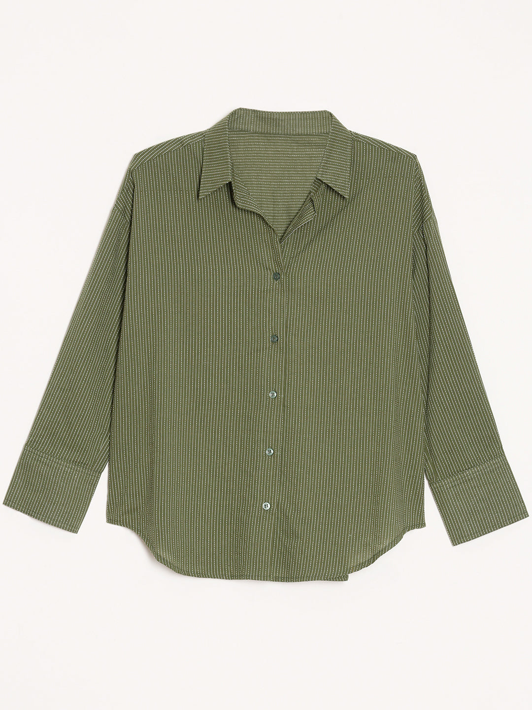 Oversized Cotton Shirts - Olive green