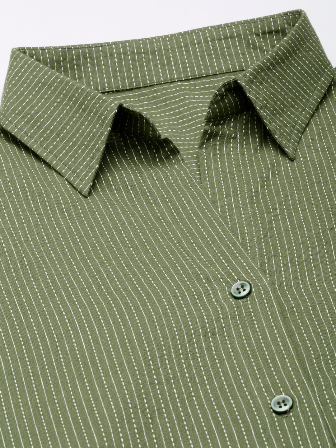 Oversized Cotton Shirts - Olive green