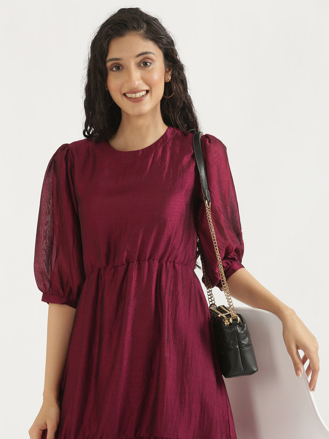 Burgandy Midi Dress