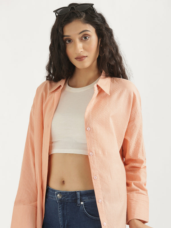 Oversized Cotton Shirts - Peach