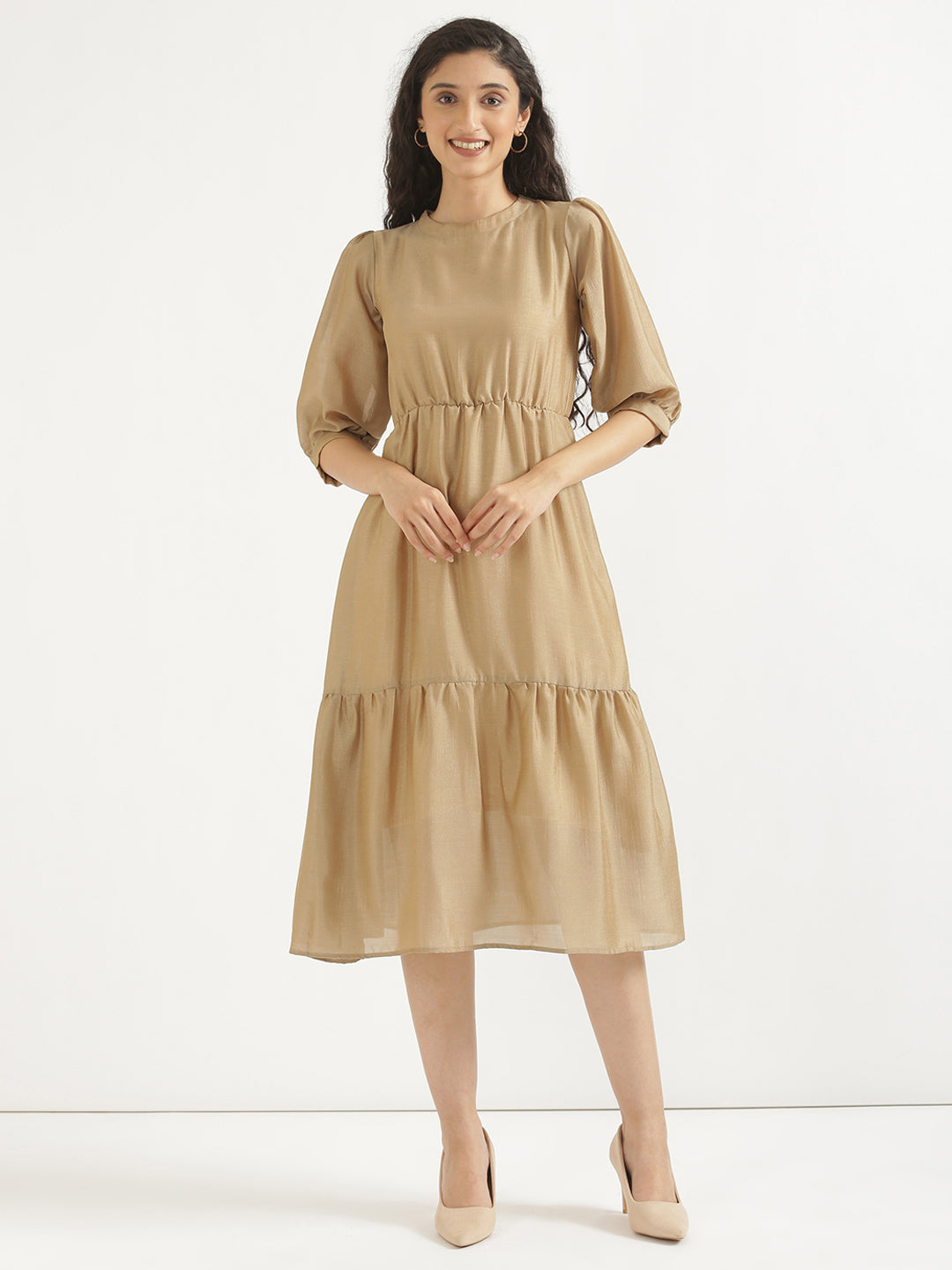 Nude Brown Midi Dress