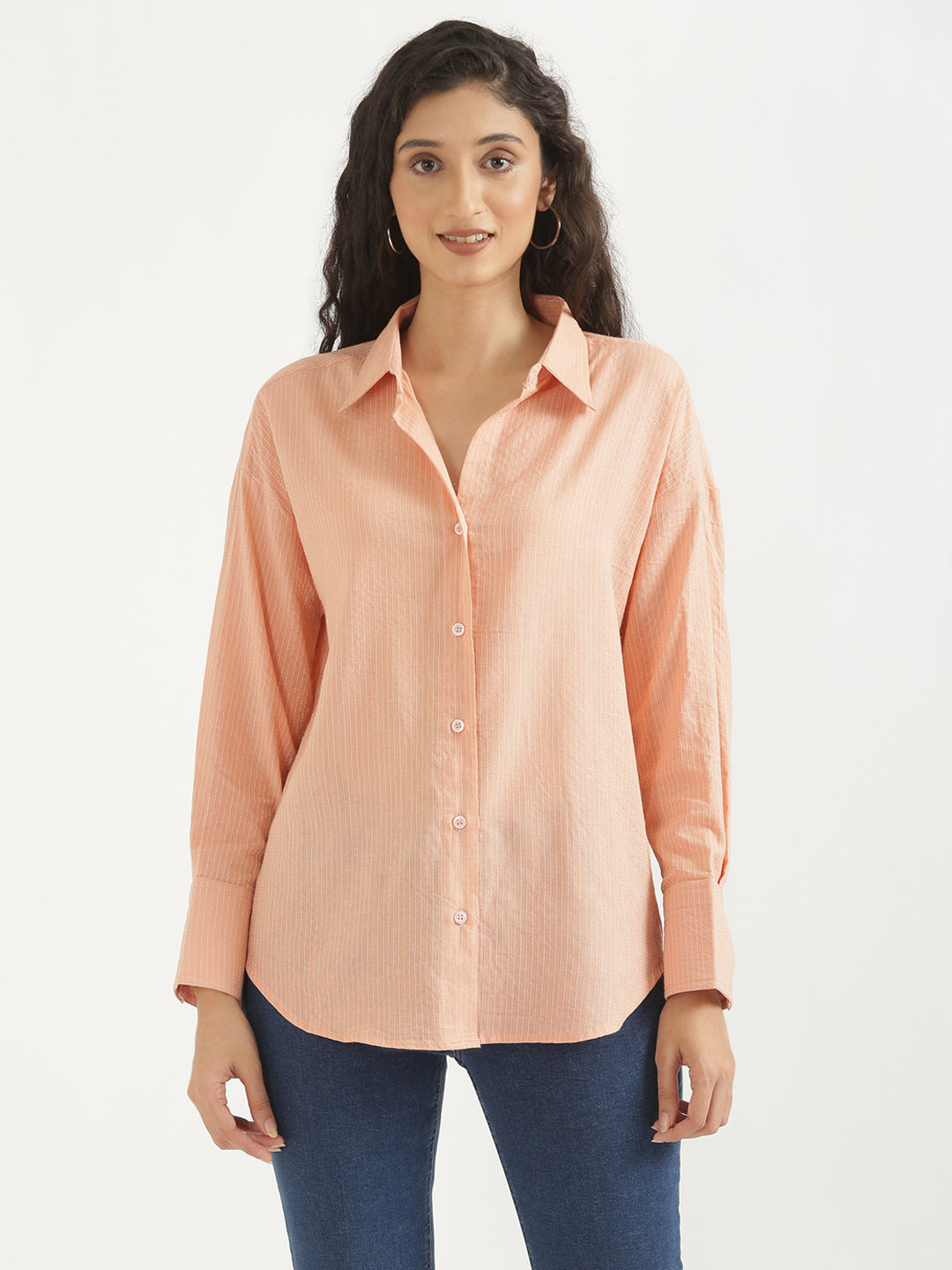 Oversized Cotton Shirts - Peach