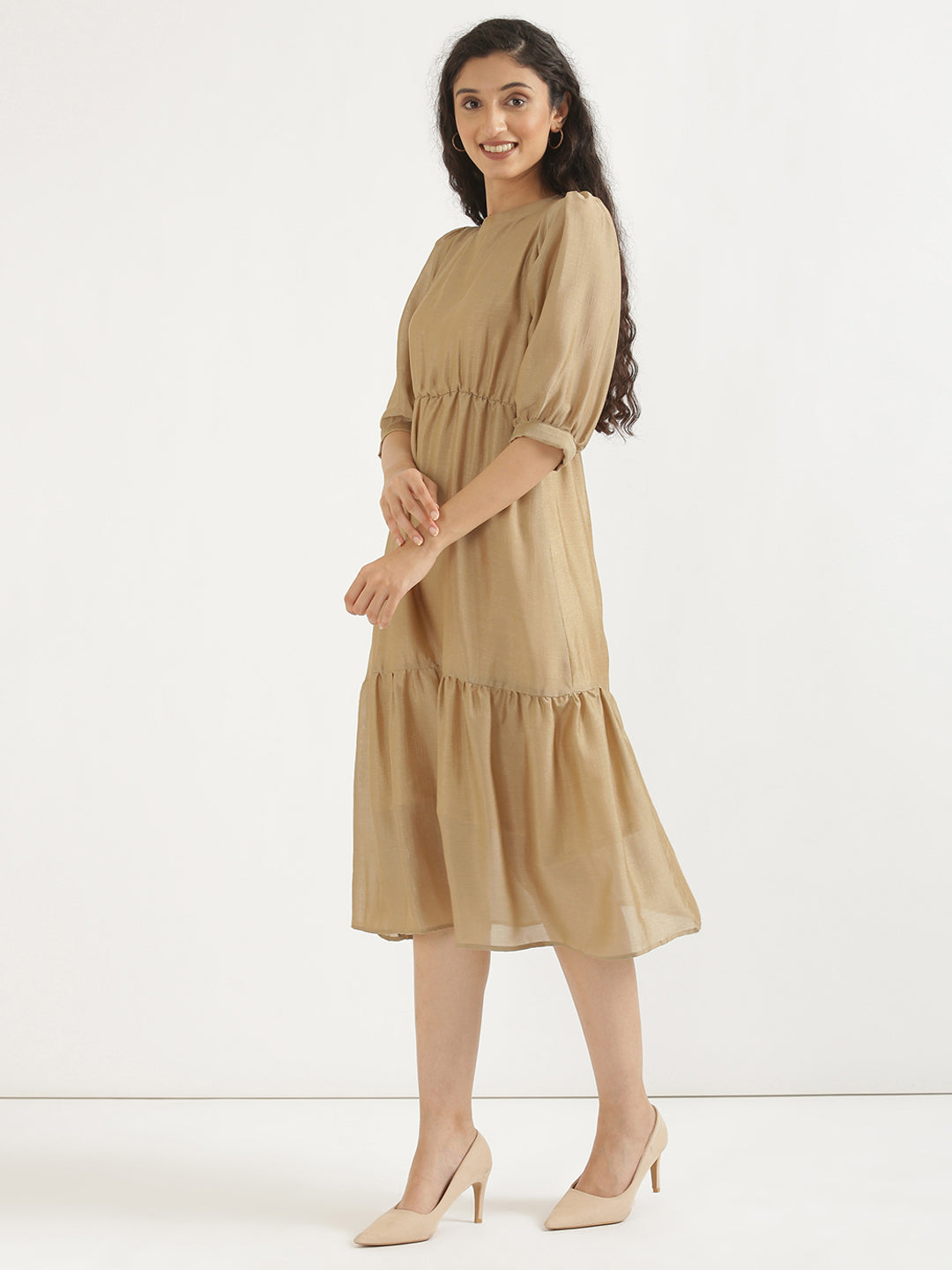 Nude Brown Midi Dress