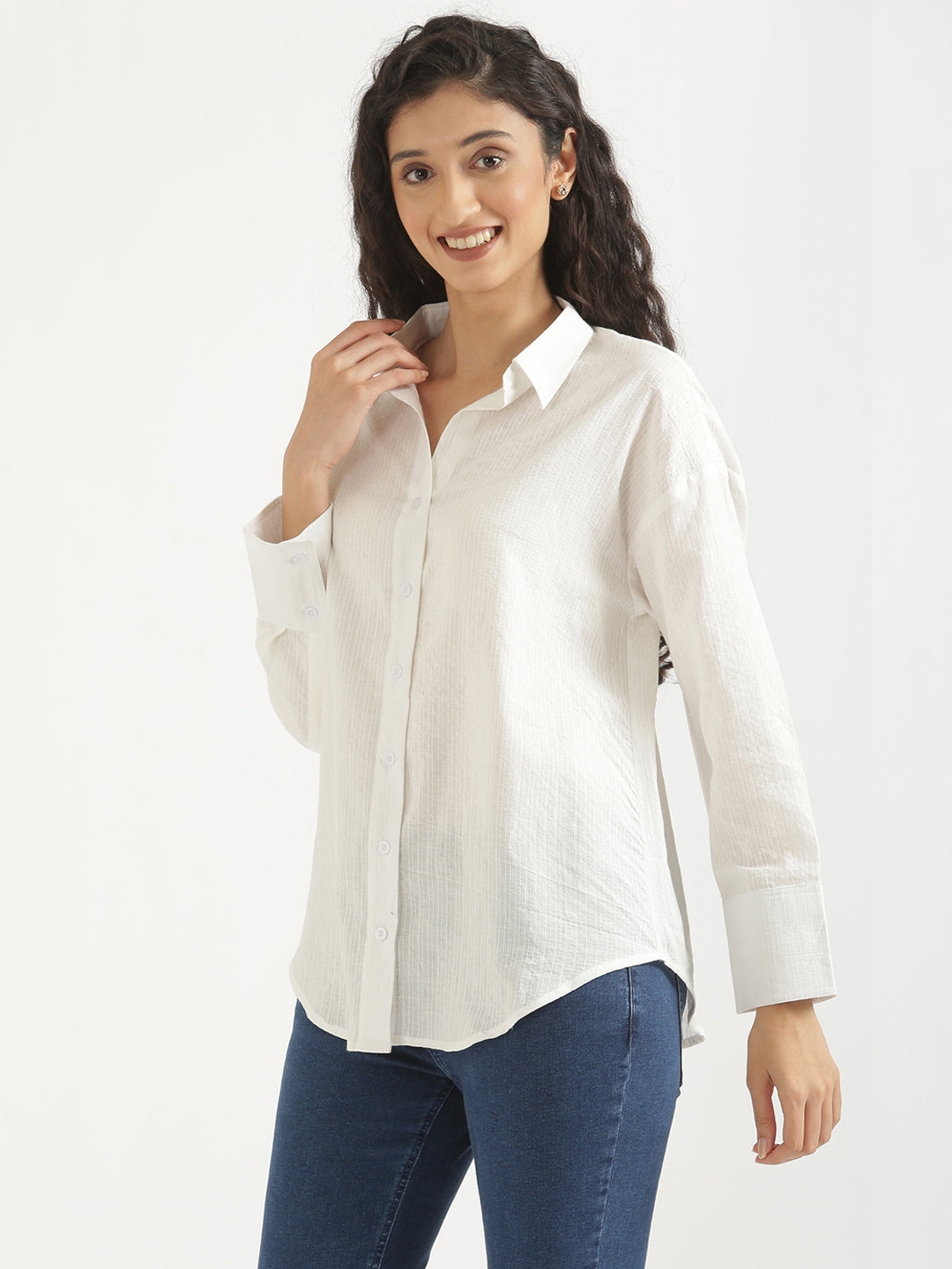 Oversized Cotton Shirts - White