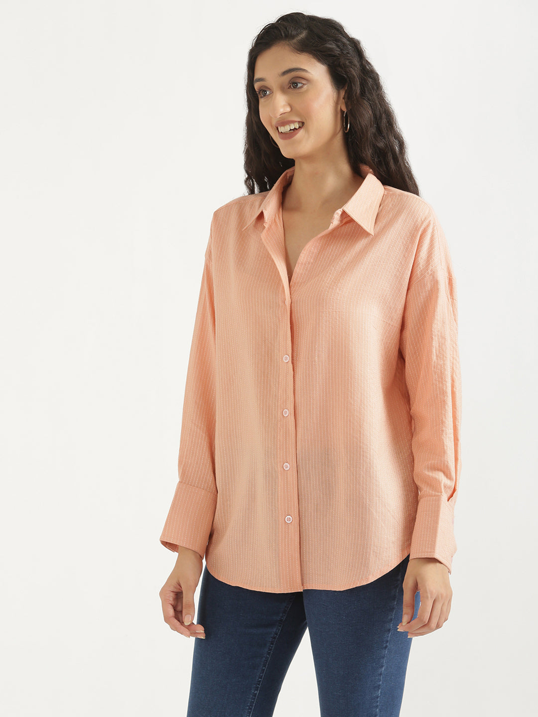 Oversized Cotton Shirts - Peach