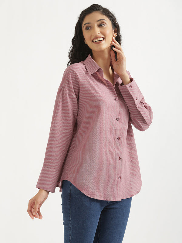 Oversized Cotton Shirts - Mauve