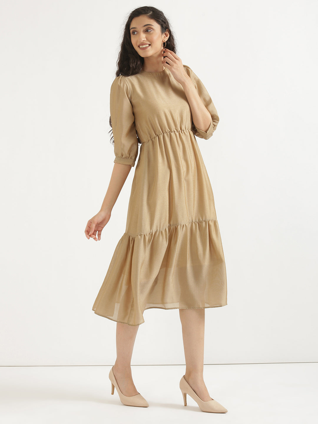 Nude Brown Midi Dress