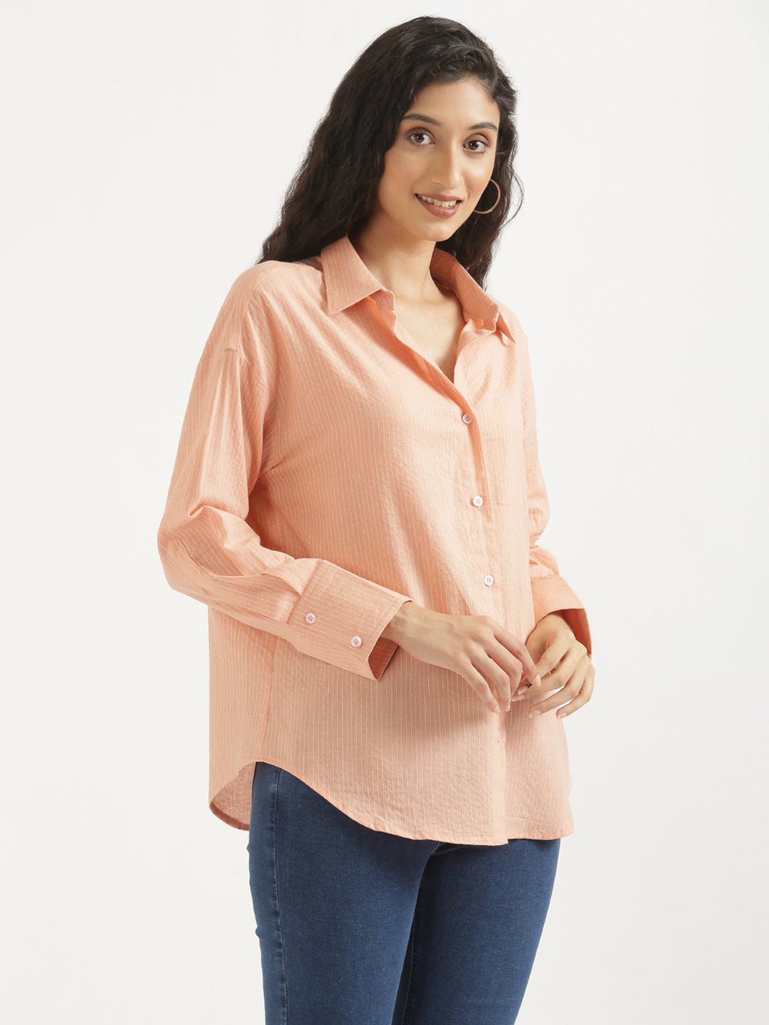 Oversized Cotton Shirts - Peach