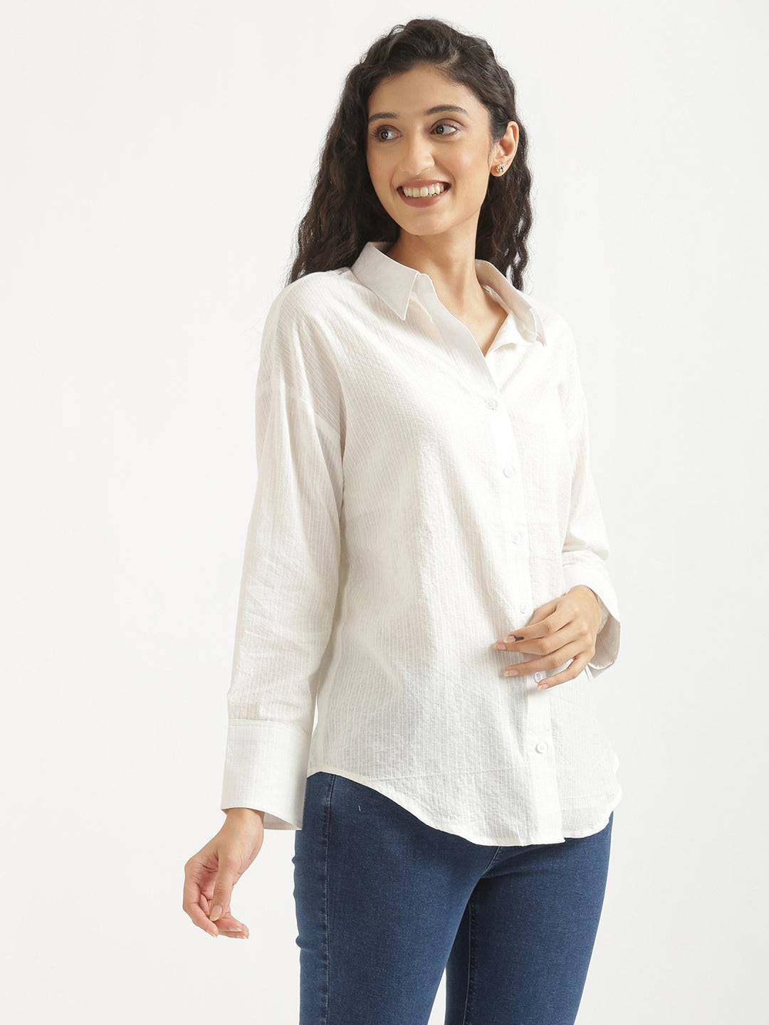 Oversized Cotton Shirts - White