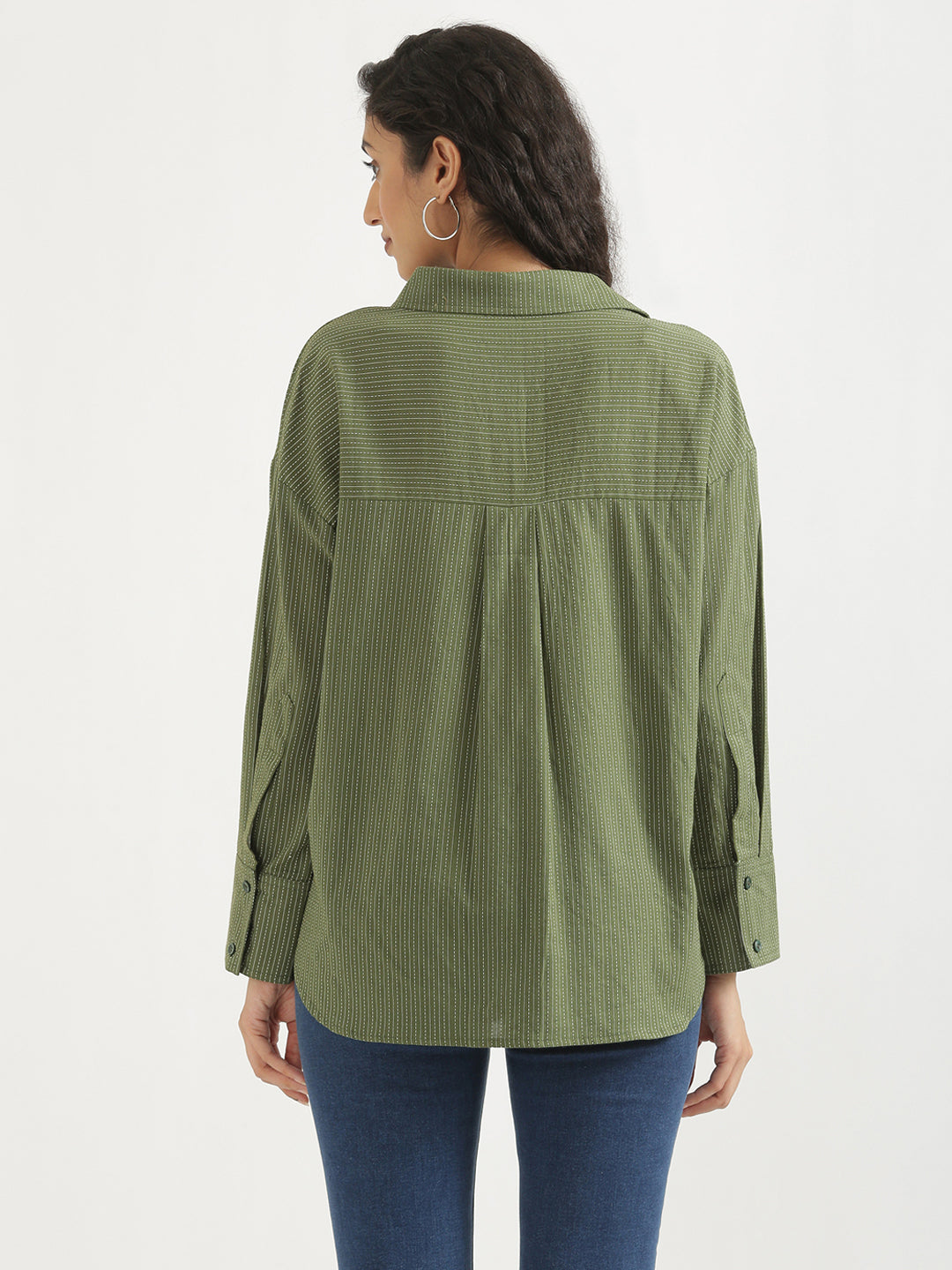 Oversized Cotton Shirts - Olive green
