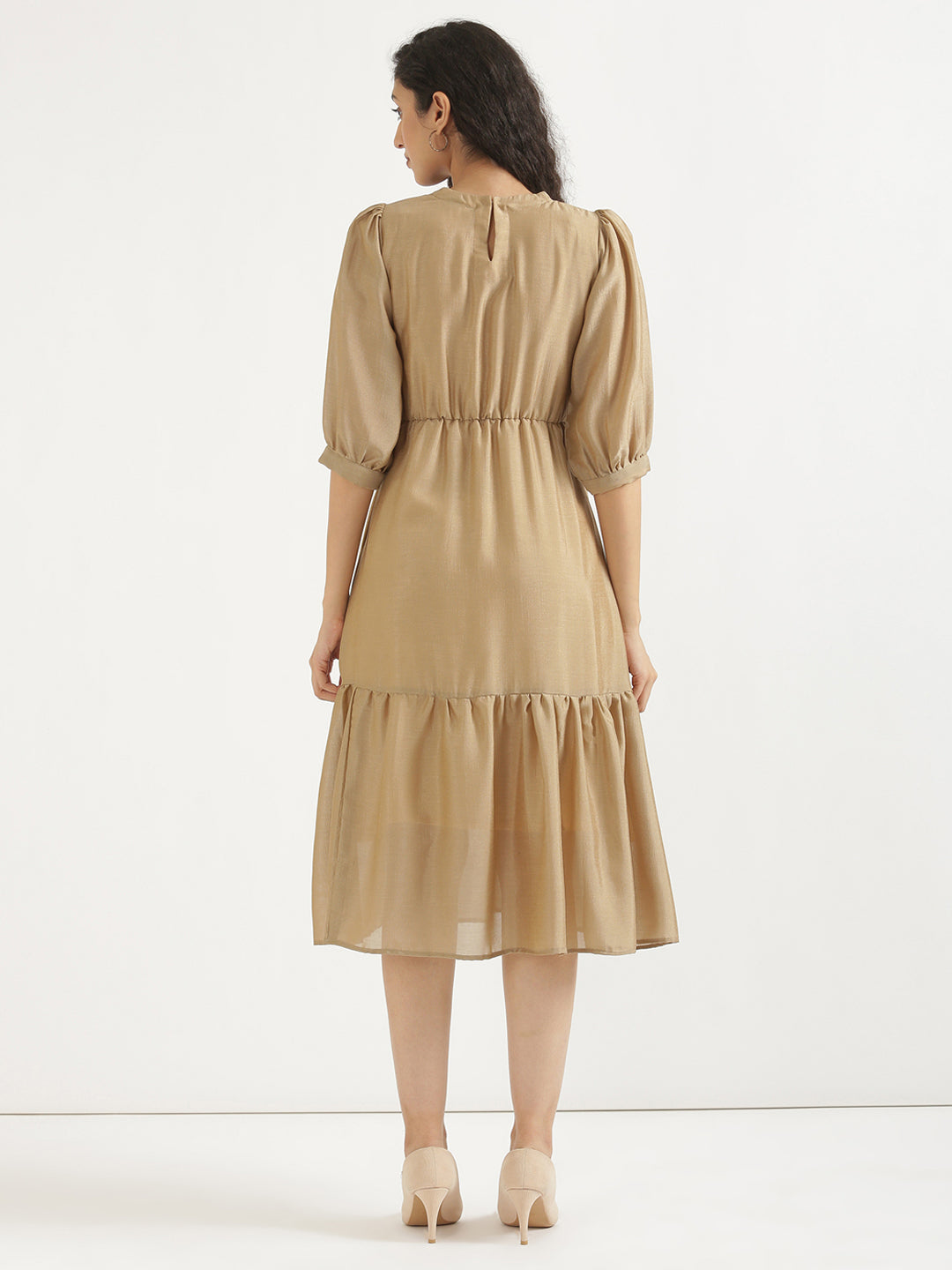Nude Brown Midi Dress