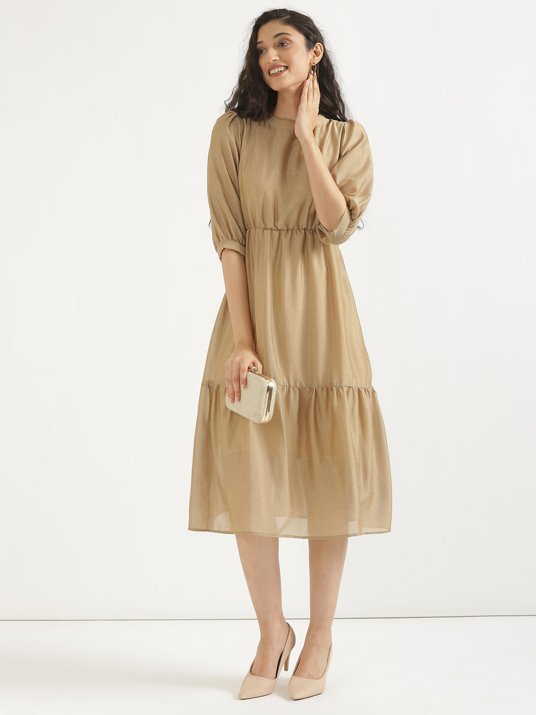 Nude Brown Midi Dress