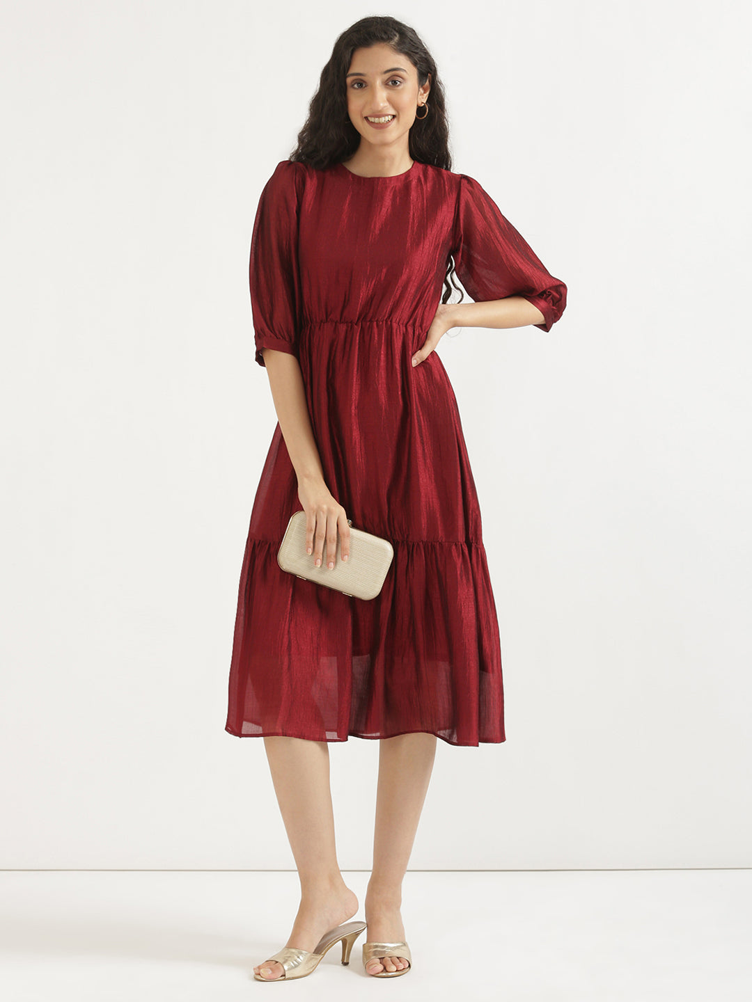 Maroon Midi Dress
