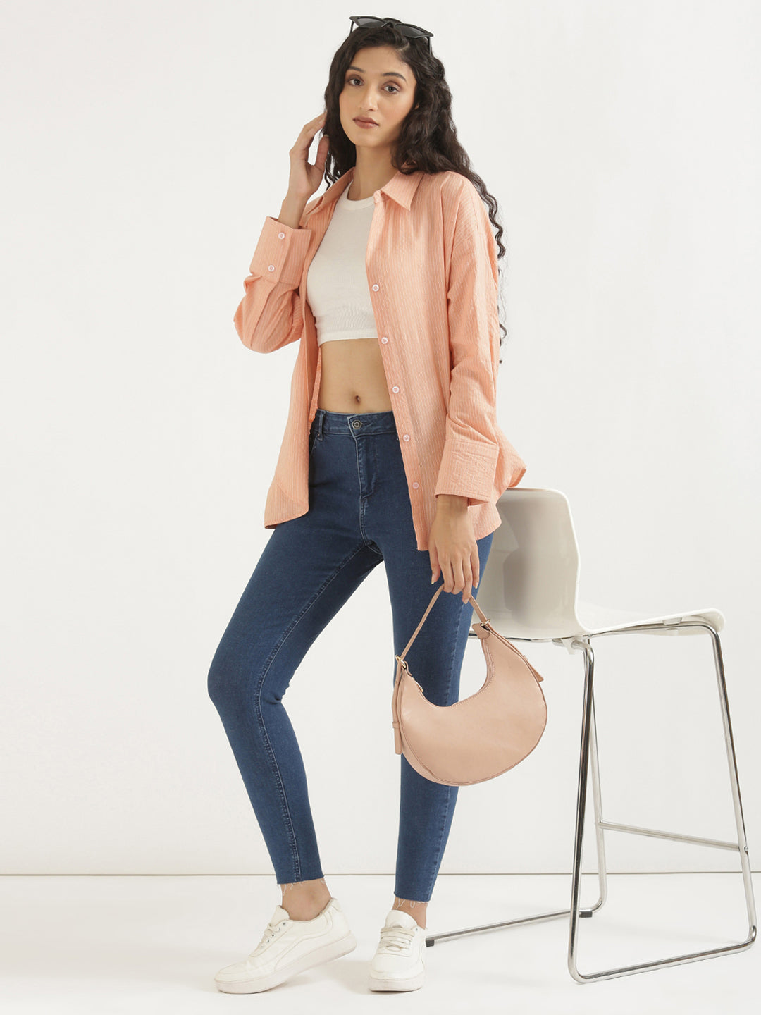Oversized Cotton Shirts - Peach