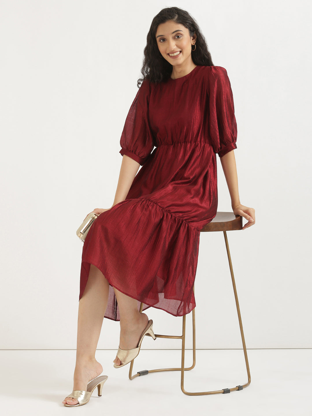 Maroon Midi Dress