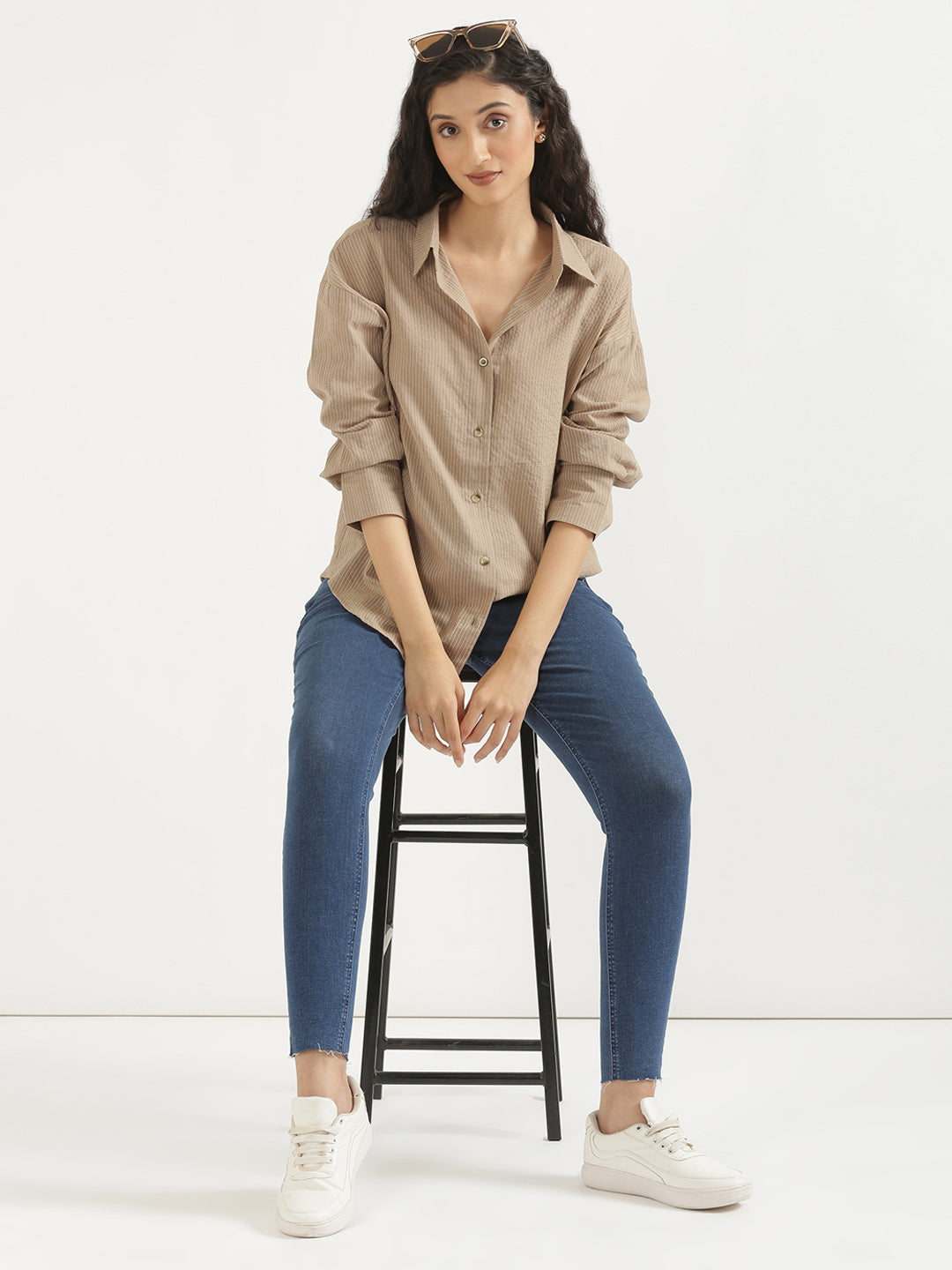 Oversized Cotton Shirts - Nude Brown