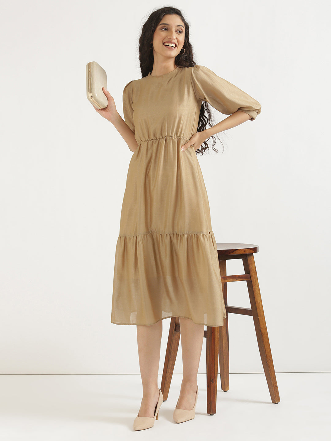 Nude Brown Midi Dress
