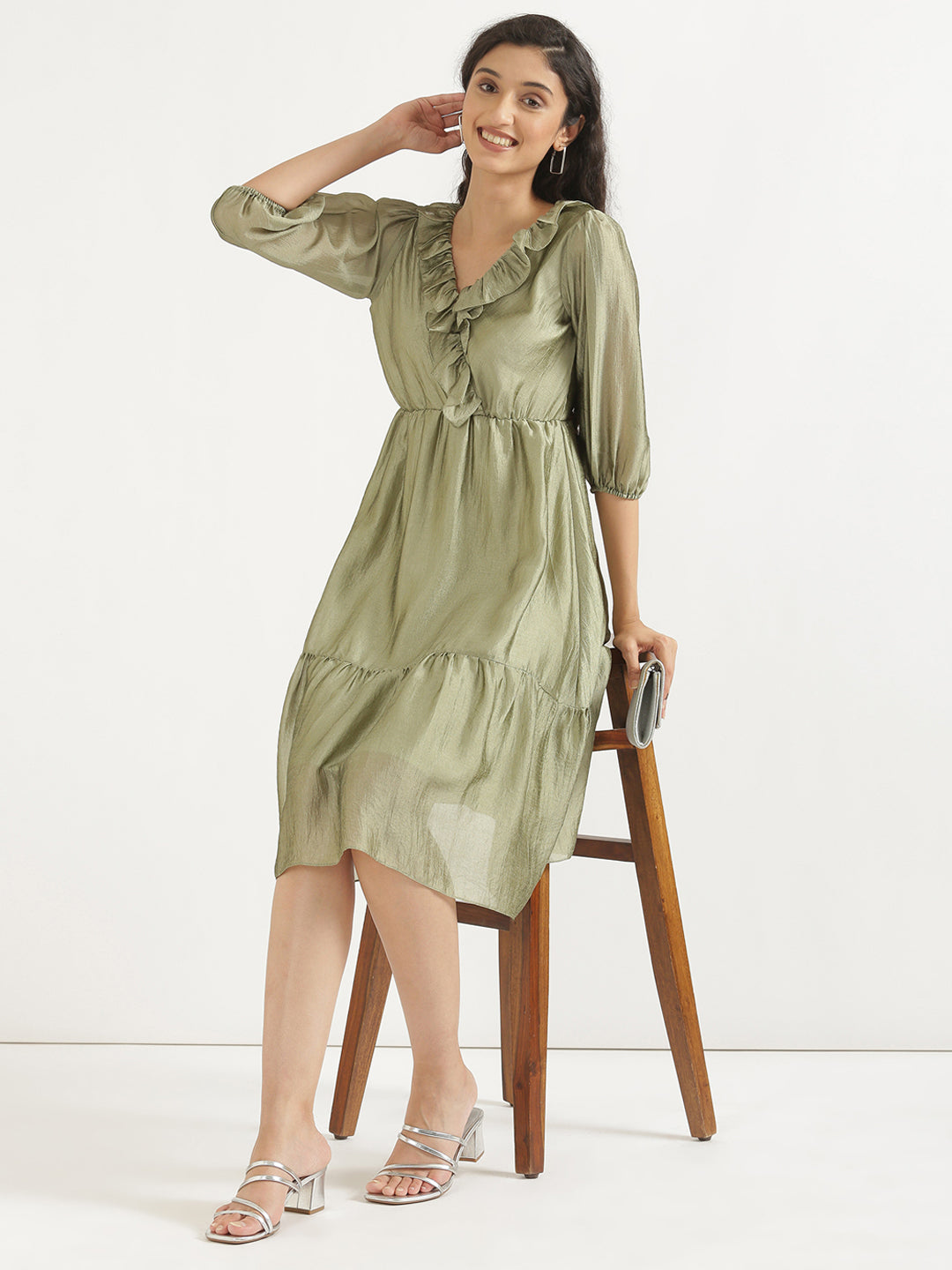 Olive Angarakha Dress