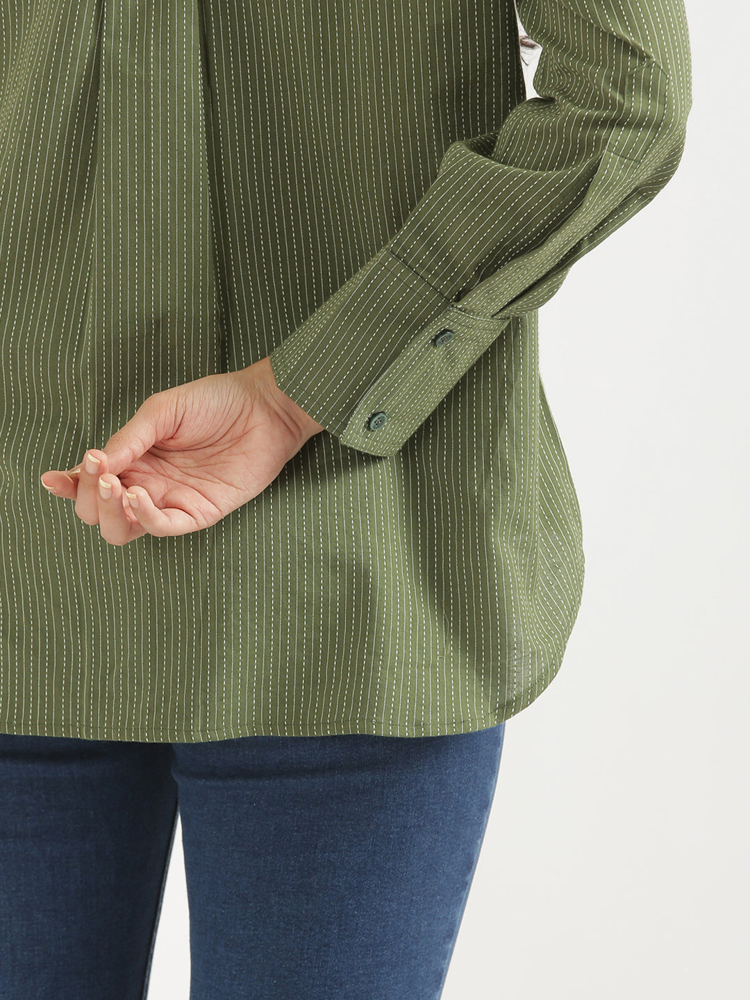 Oversized Cotton Shirts - Olive green