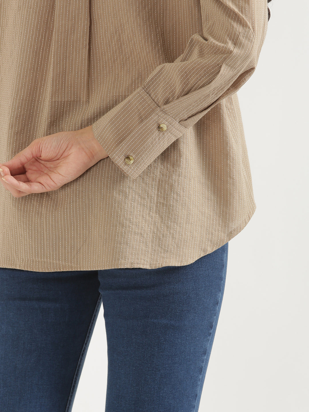 Oversized Cotton Shirts - Nude Brown