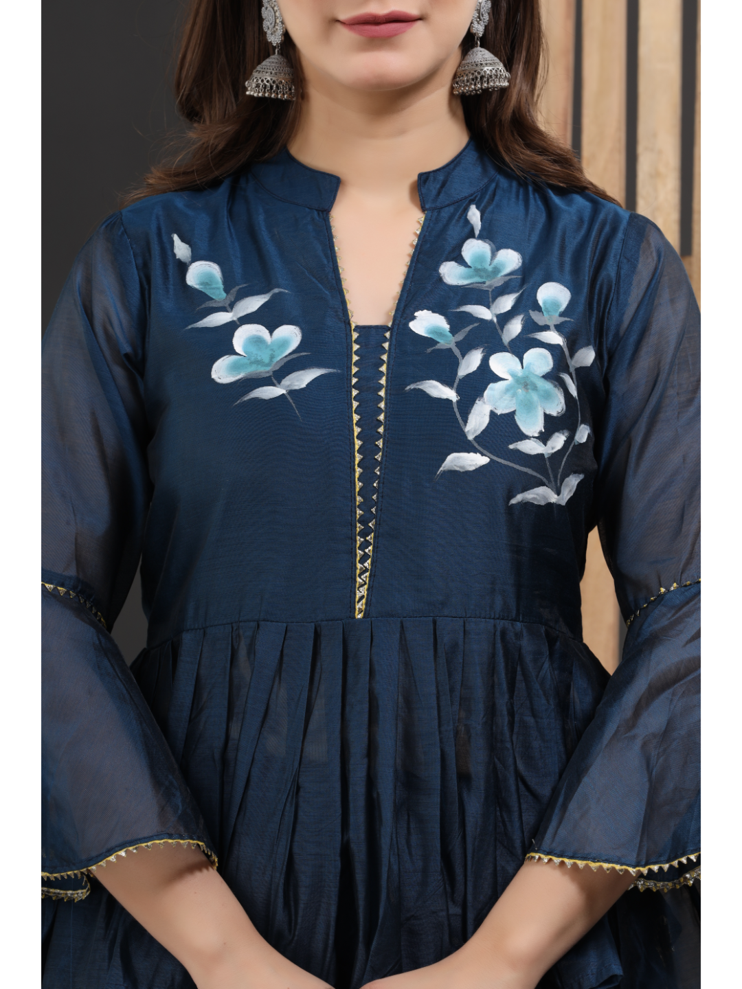 Blue Peplum Top With Skirt & Dupatta Set