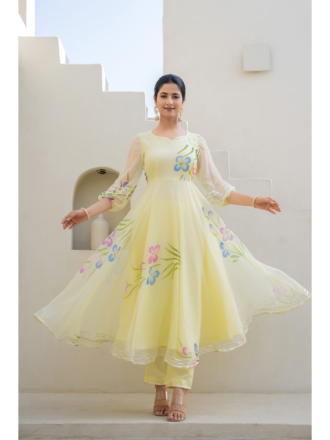 Cream Hand Paint Suit Set