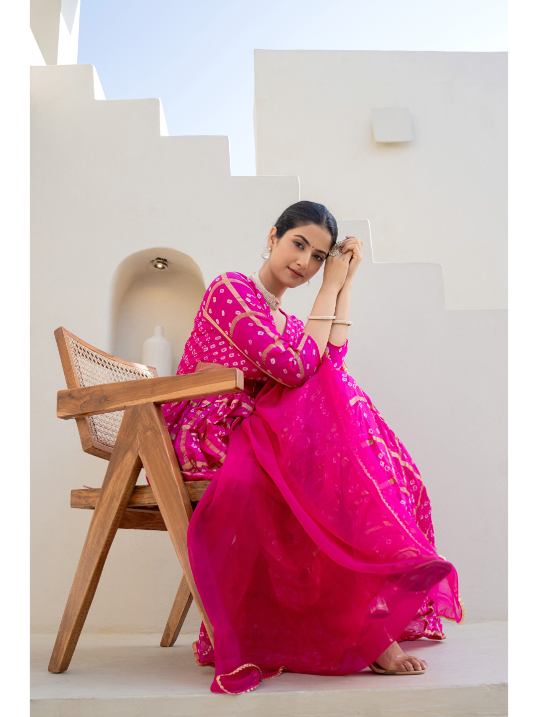 Rani Bandhej Gown Set