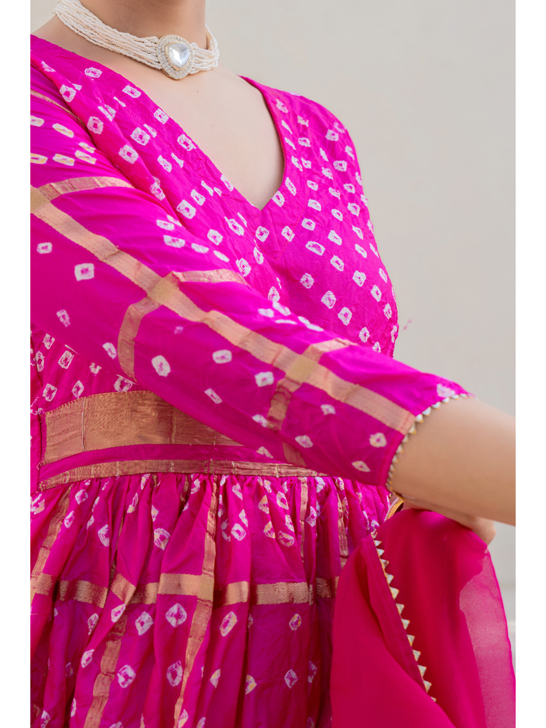 Rani Bandhej Gown Set