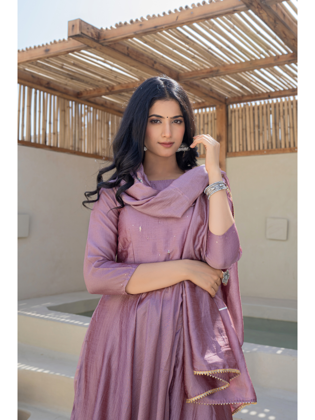 Lilac Mukaish Work Suit Set