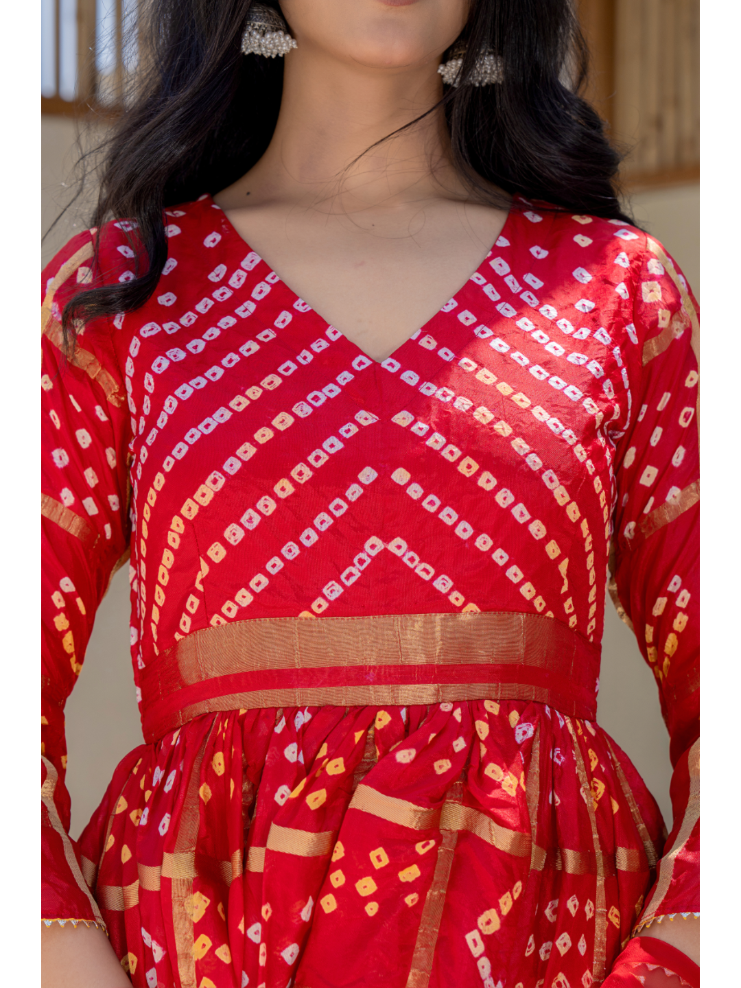 Red Bandhani Gown