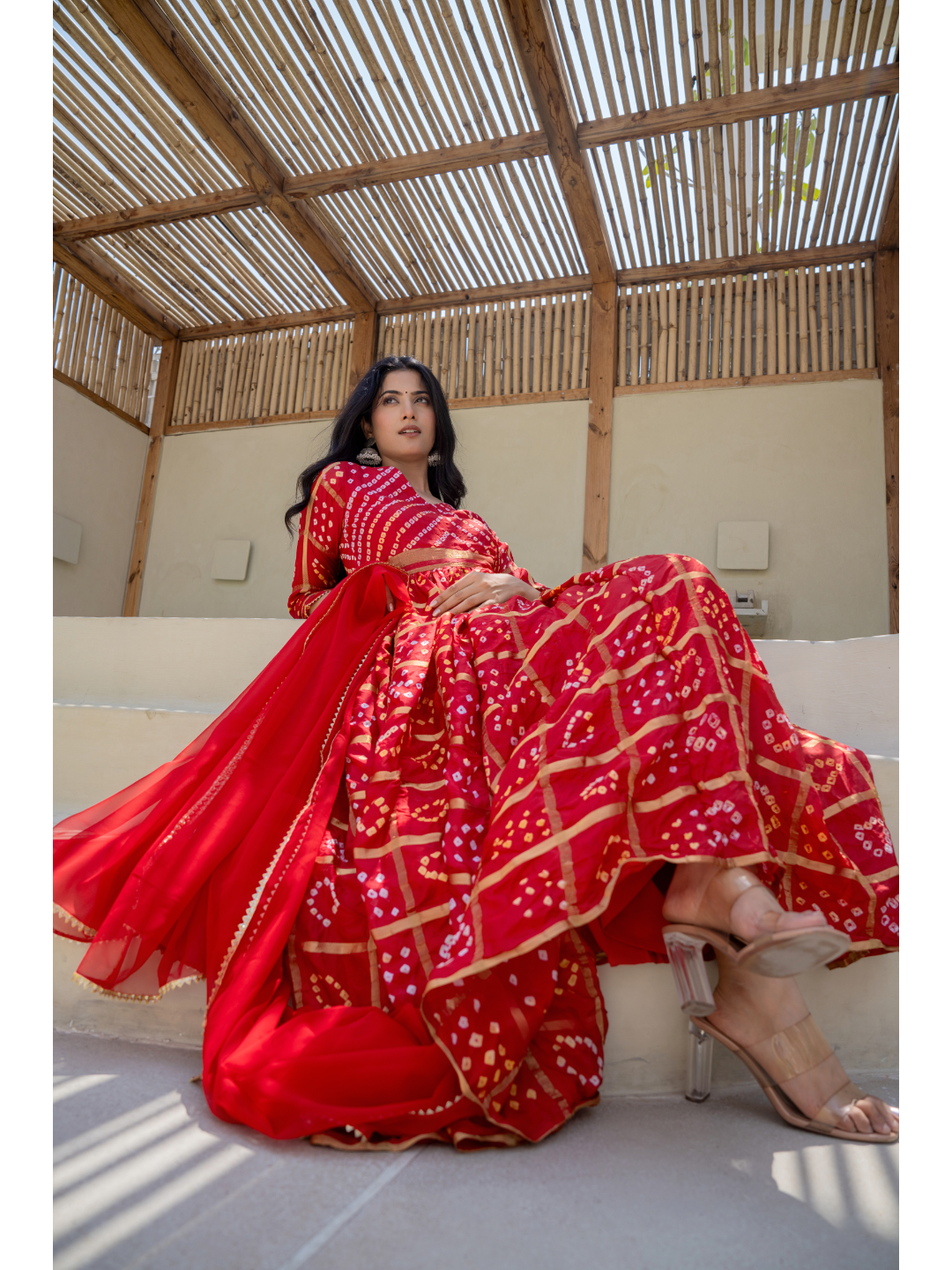 Red Bandhani Gown