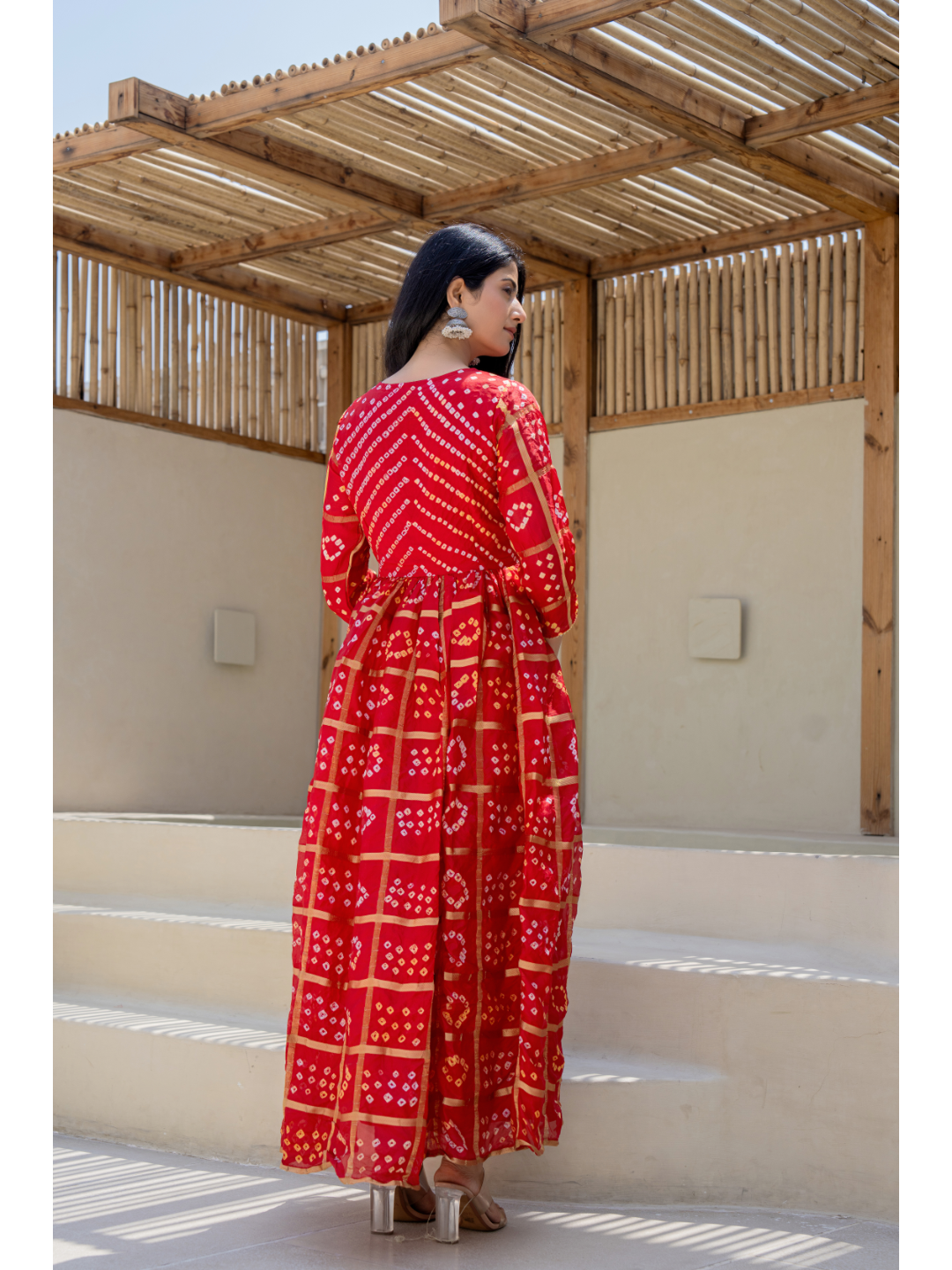 Red Bandhani Gown