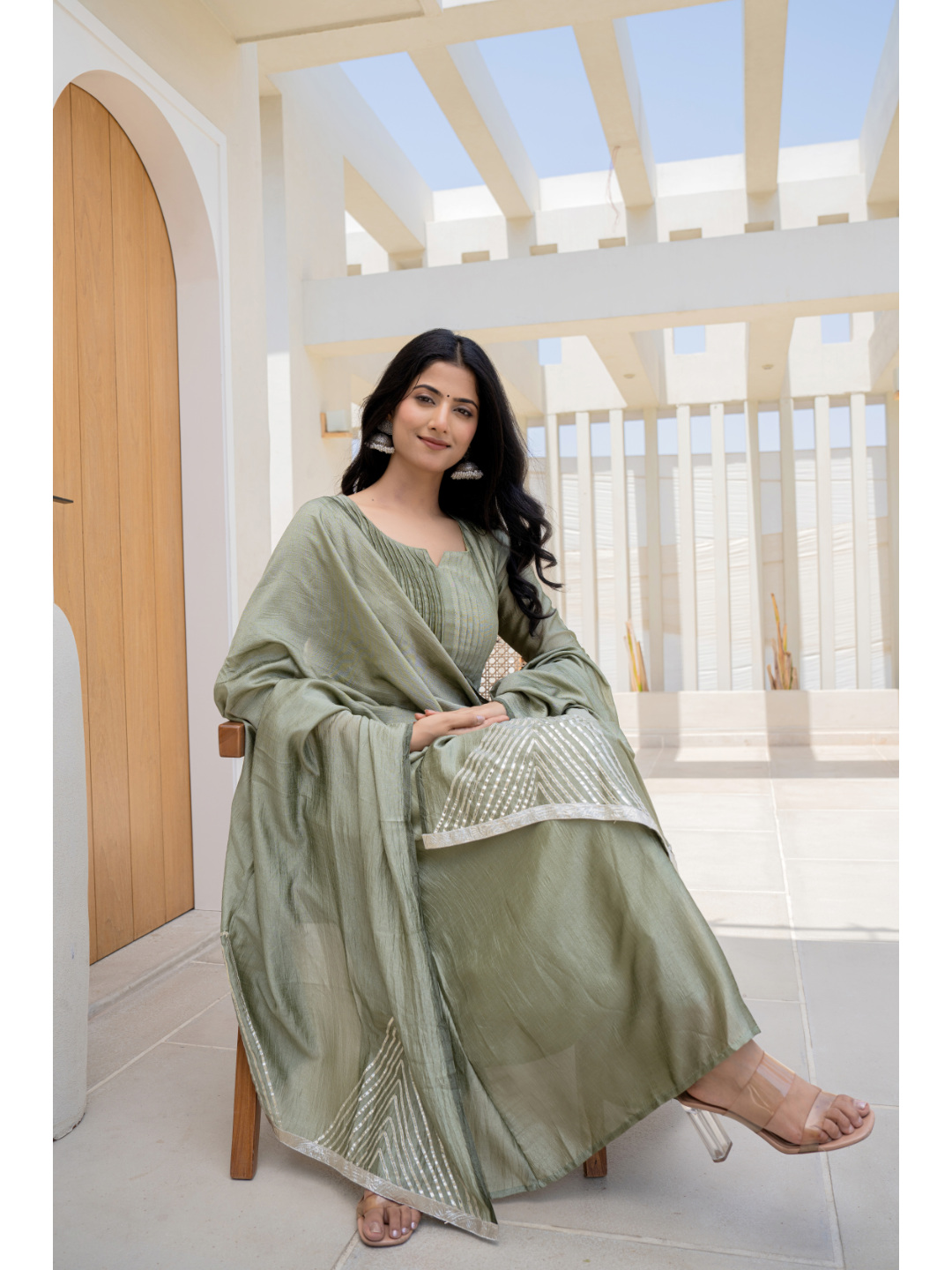 Olive Pintex Suit Set