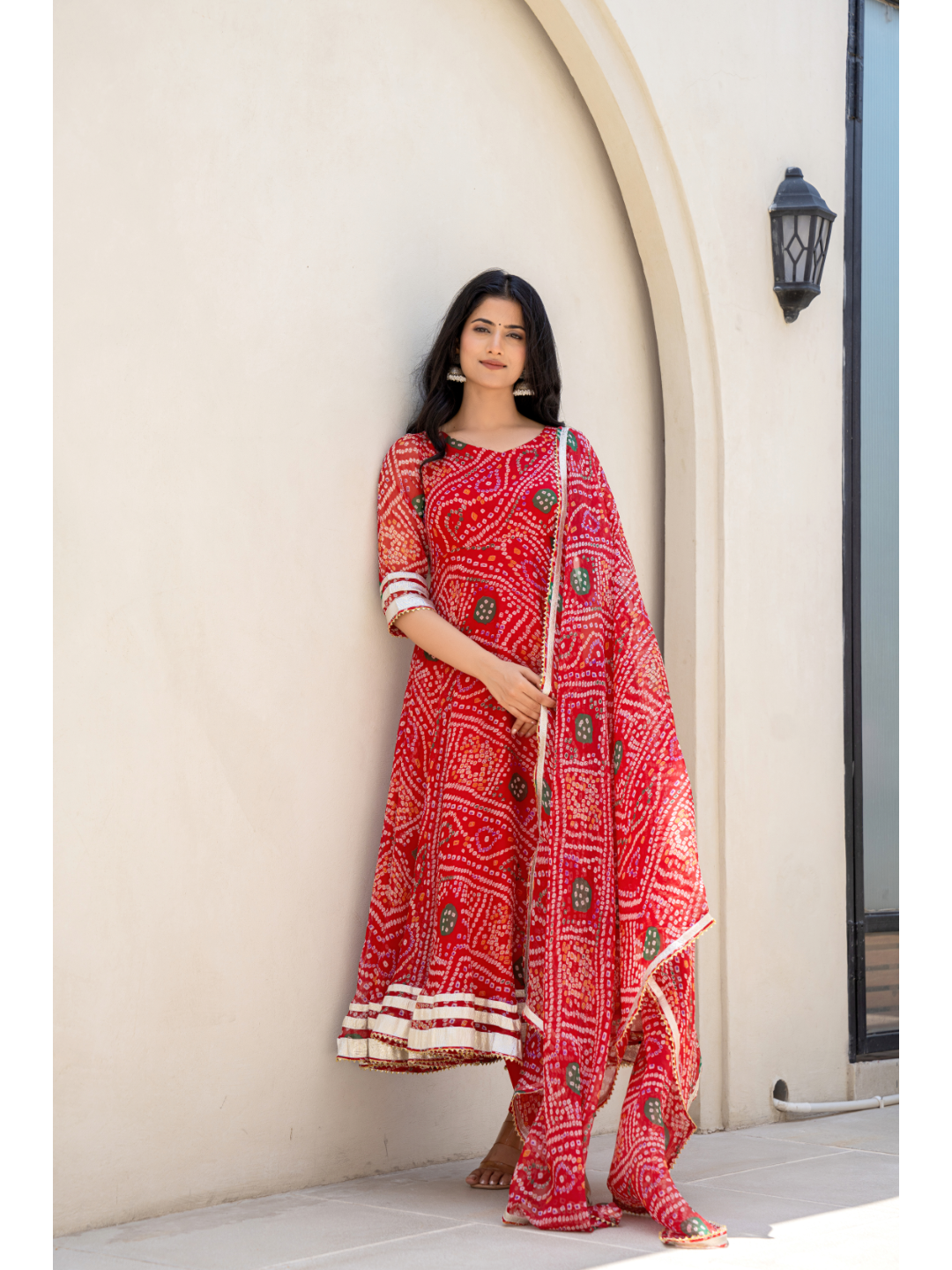 Red Bandhani Suit Set