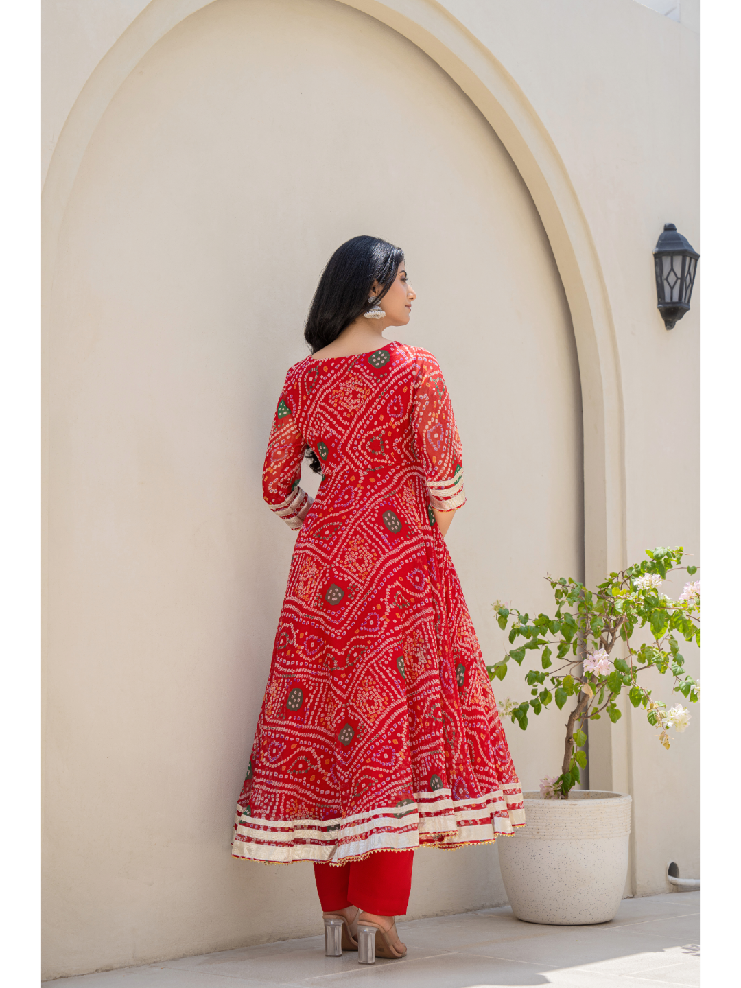 Red Bandhani Suit Set