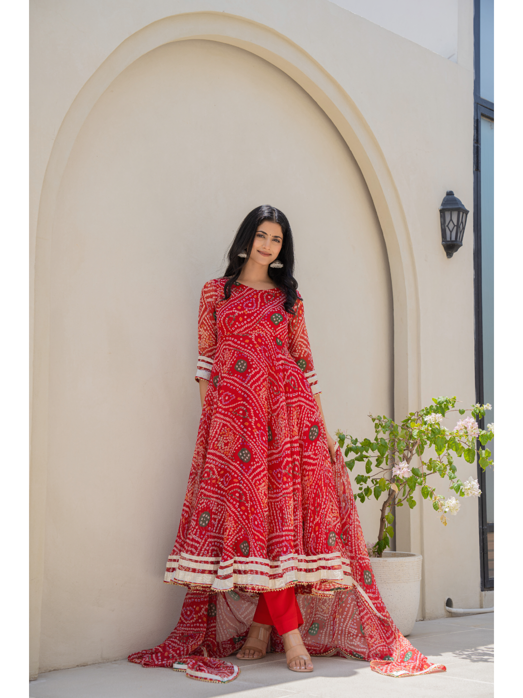 Red Bandhani Suit Set