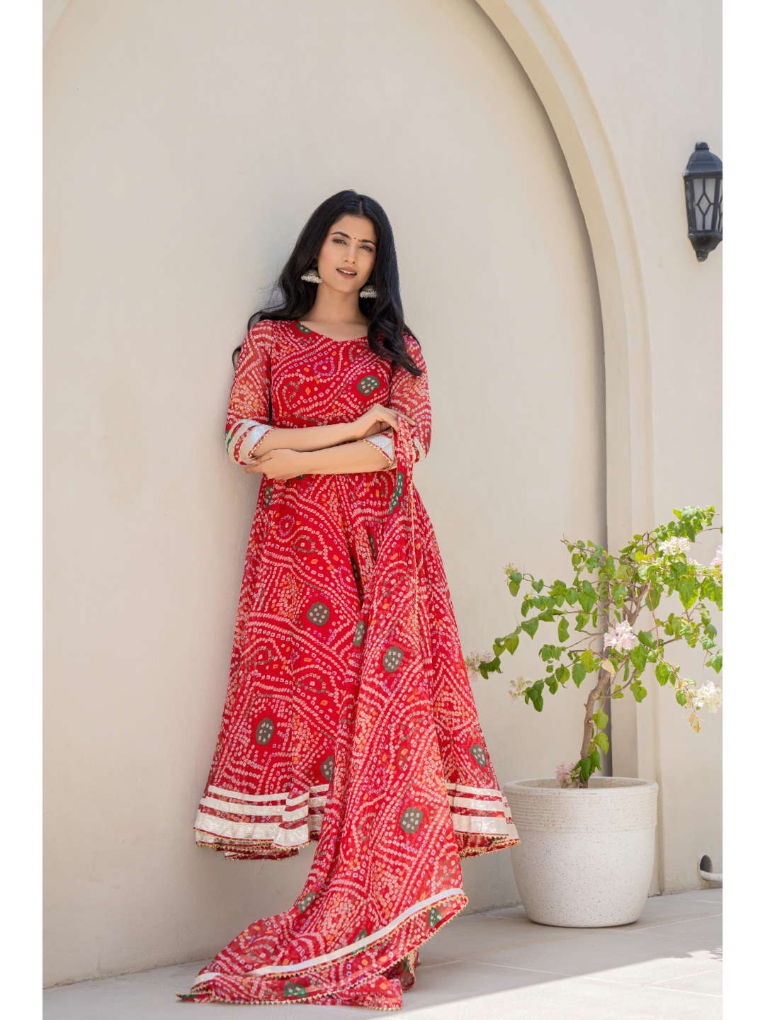 Red Bandhani Suit Set