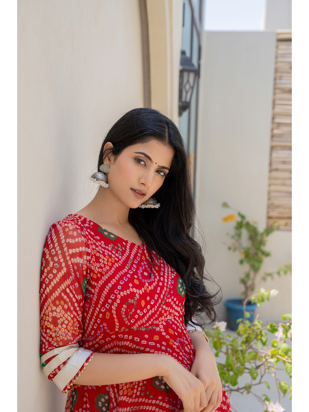 Red Bandhani Suit Set