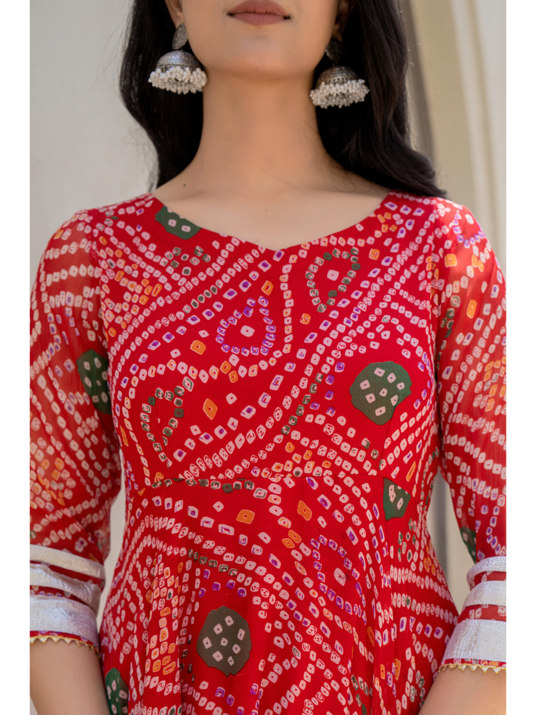 Red Bandhani Suit Set