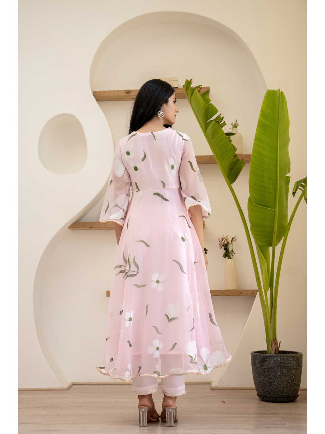 Baby Pink Suit Set Hand Paint