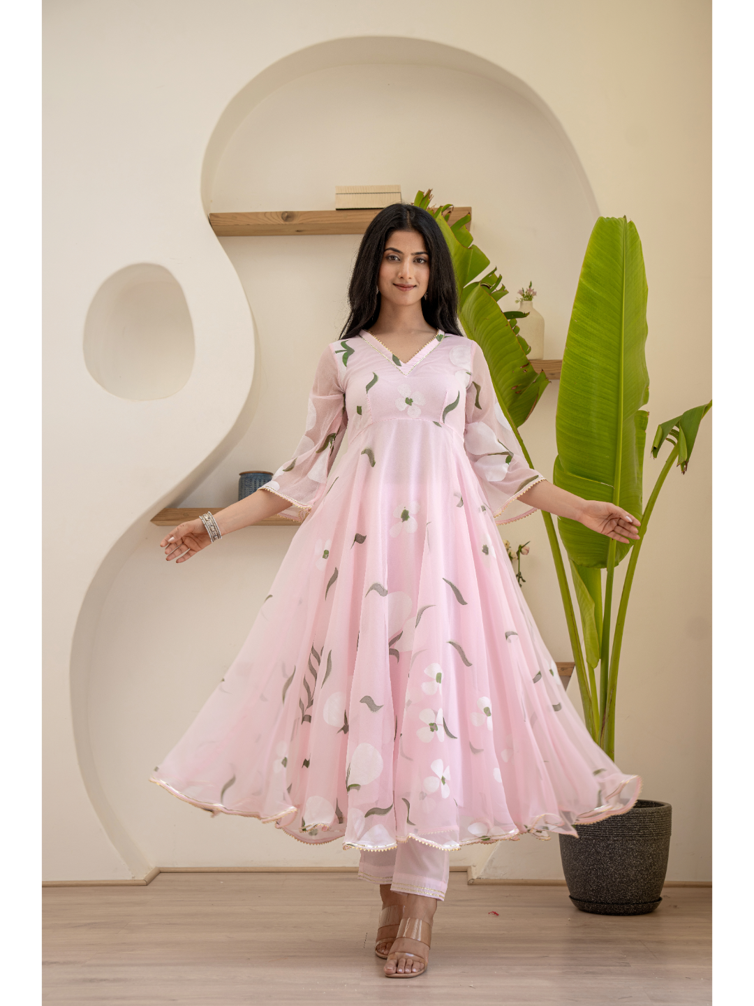 Baby Pink Suit Set Hand Paint