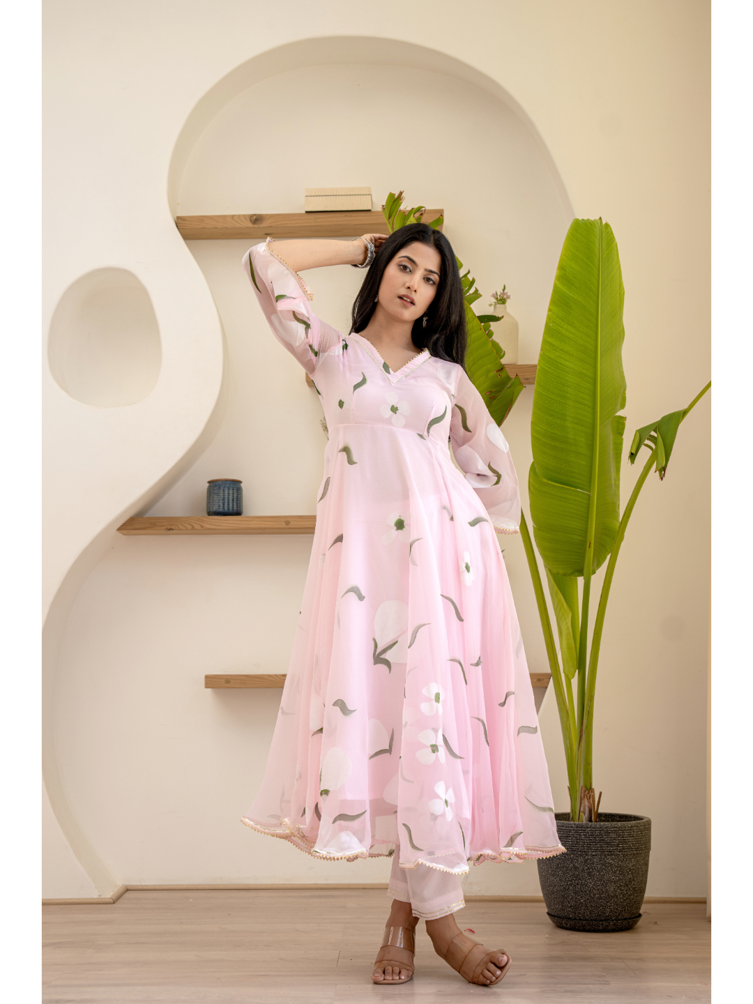 Baby Pink Suit Set Hand Paint